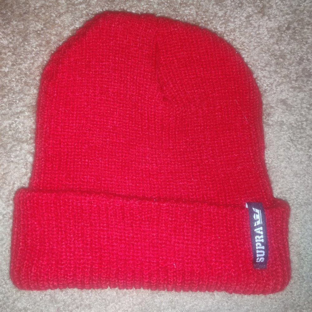 Rare red knit Supra beanie
